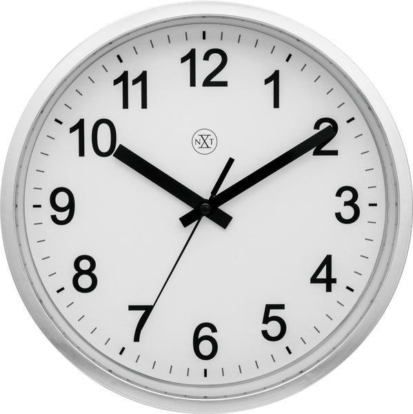 Load image into Gallery viewer, Nextime nextime nx-7307zi-v2 wandklok nxt diam. 25,5cm kunststof zilver, witte wijzerplaat, #039;robust #039; stil uurwerk