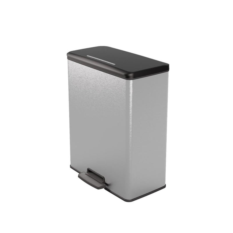 Afbeelding laden in galerijviewer, Curver decobin pedaalemmer 65l zilver metallic