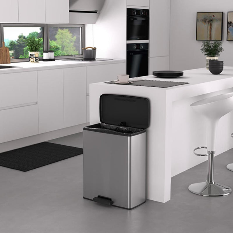 Afbeelding laden in galerijviewer, Curver decobin pedaalemmer 65l zilver metallic