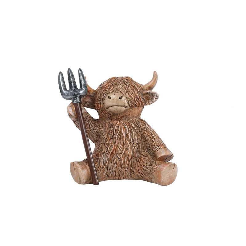 Afbeelding laden in galerijviewer, Sculptuur highlander bruin polystone 10x8x12cm