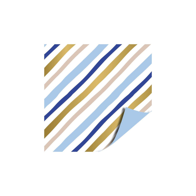 Afbeelding laden in galerijviewer, Kassaplan coated cadeaupapier dubbelzijdig 50cm 100m painted lines blauw
