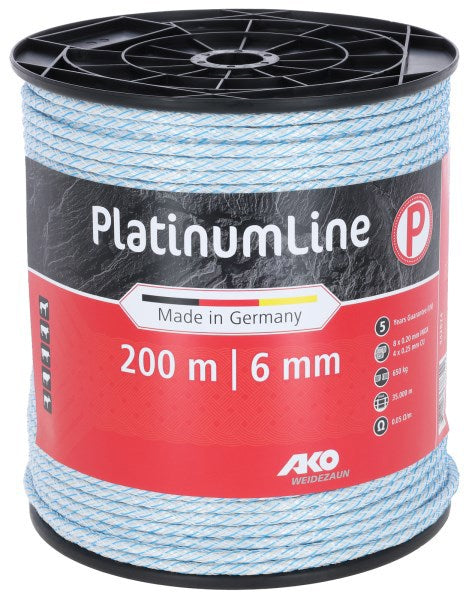 Load image into Gallery viewer, Ako platinumline afrasteringskoord 6mm 200m witblauw