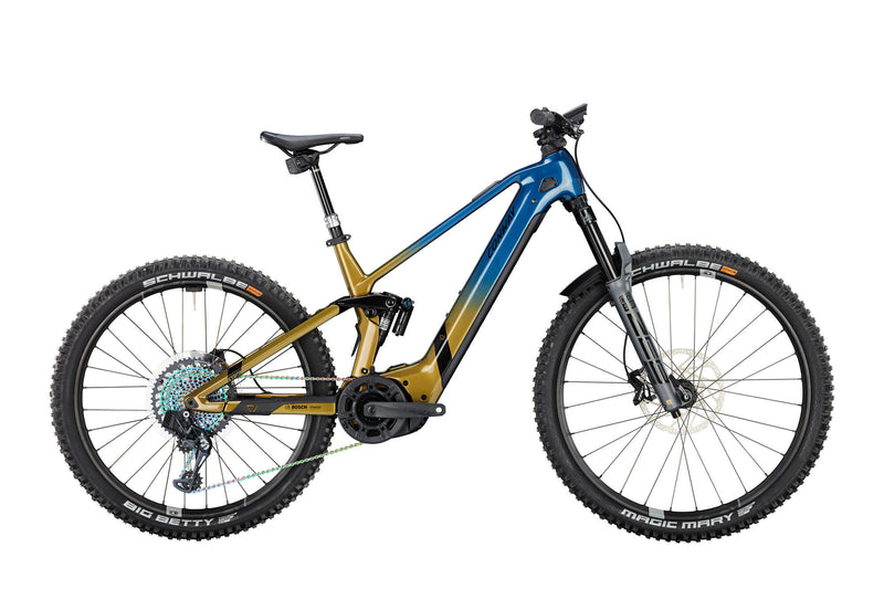 Afbeelding laden in galerijviewer, Conway elektrische mtb full-suspension xyron s 9.9 mx carbon mod. 23 ebike conw. xyron s 9.9 29 52 full sus. blue br.