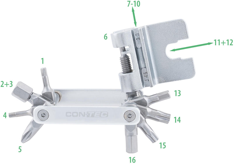 Load image into Gallery viewer, Contec multifunctioneel gereedschap tfr - striker 16 ct multitool tfr-striker 16 functions silver