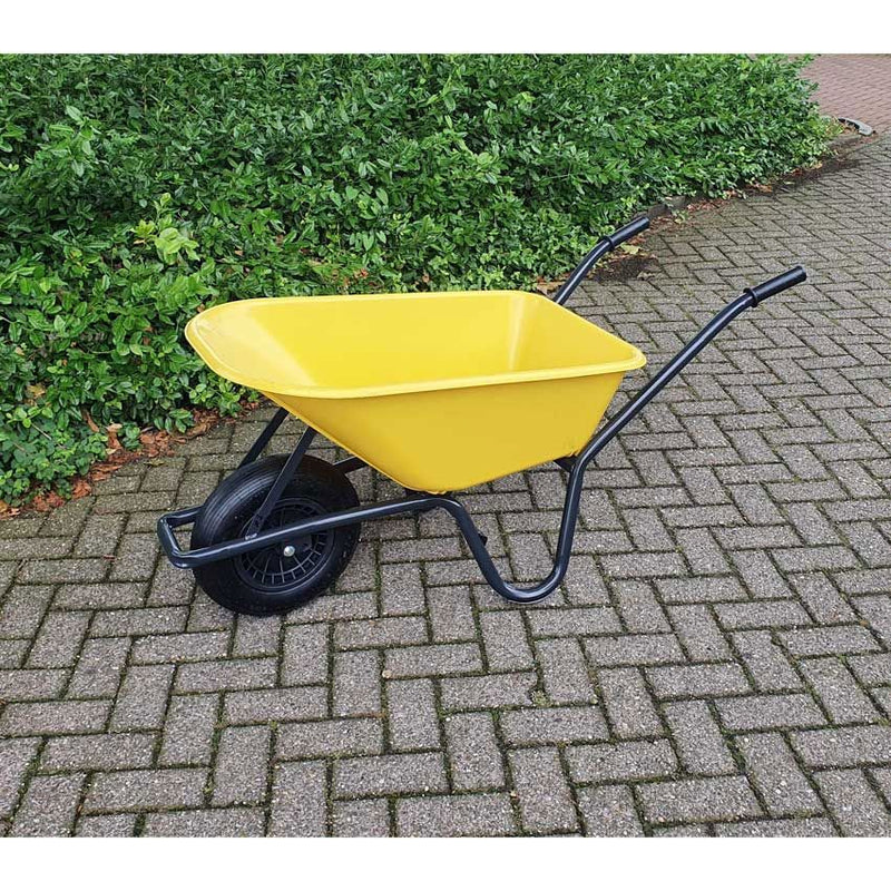 Laden Sie das Bild in Galerie -Viewer, Mm producten kruiwagen 85l kunststof bak geel gel onderstel ged