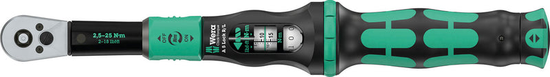 Afbeelding laden in galerijviewer, Wera click-torque lock a 5 r l torque wrench, 1 4 (2.5-25 nm)