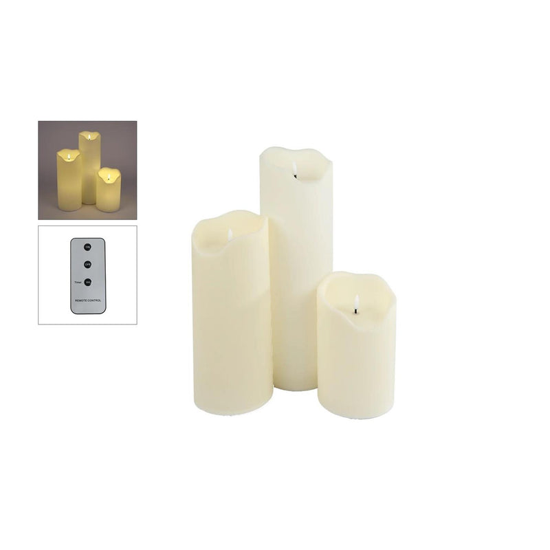 Afbeelding laden in galerijviewer, Kaarsenset led l s3 creme kunststof 12,5x12,5x20 30 40cm