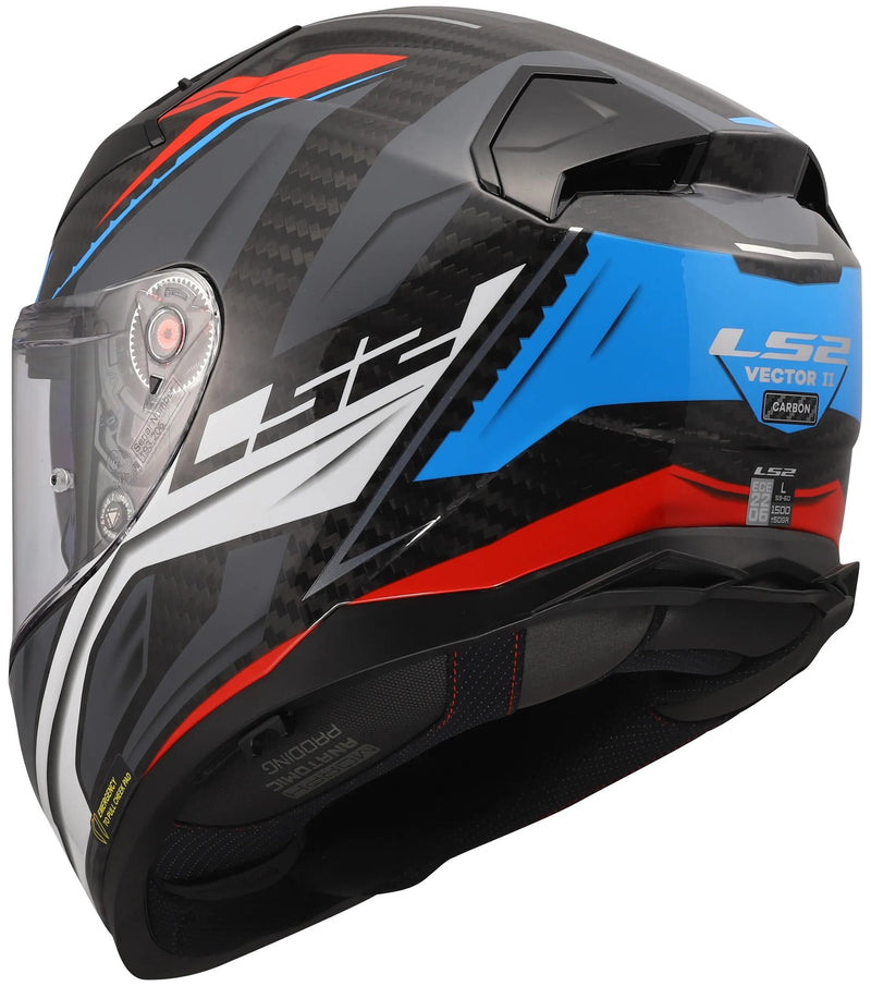 Load image into Gallery viewer, Ls2 integralhelm ff811 vector ii carbon savage helmet ff811 vector i c savage white bl red xs