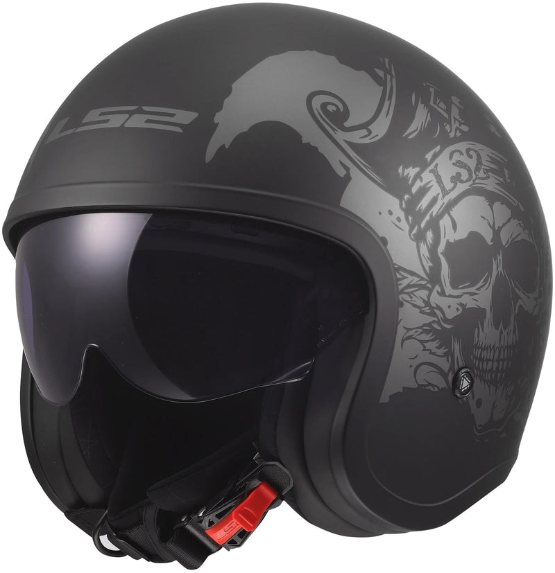 Cargue la imagen en el visor de la galería, Ls2 jethelm of599 spitfire ii willy helmet of599 spitfire ii willy black grey m