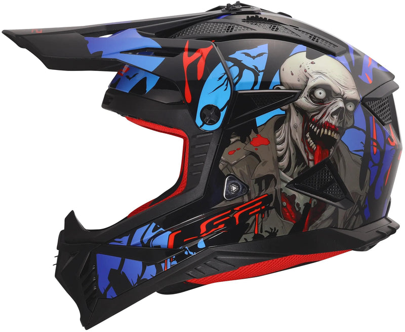Chargez l'image dans la visionneuse de la galerie, Ls2 crosshelm mx708 fast ii zombie helmet mx708 fast ii zombie black red blue gr.