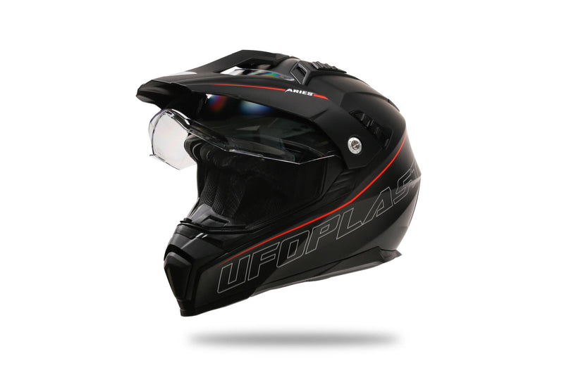 Load image into Gallery viewer, Ufo plast endurohelm aries helmet aries s black red