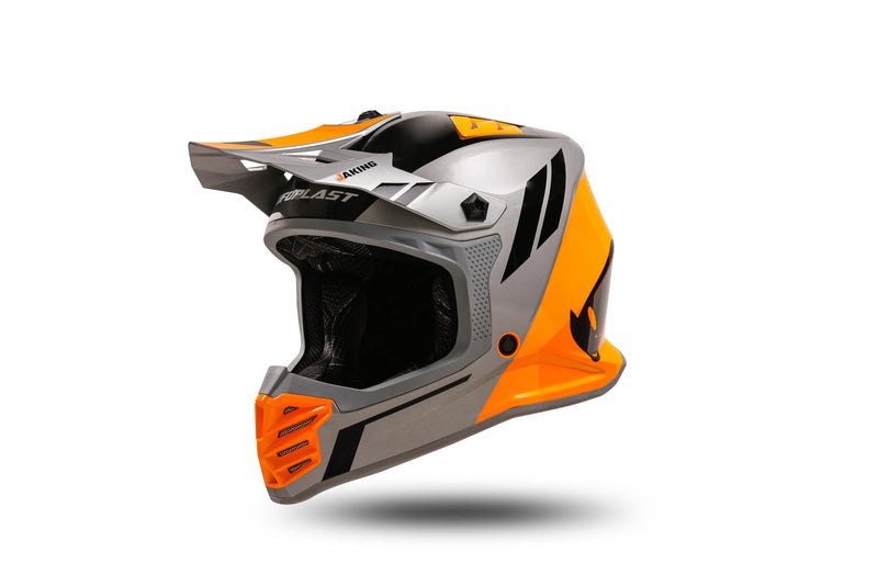 Cargue la imagen en el visor de la galería, Ufo plast kinder crosshelm korey , uitneembaar helmet ufo plst korey s grey orange