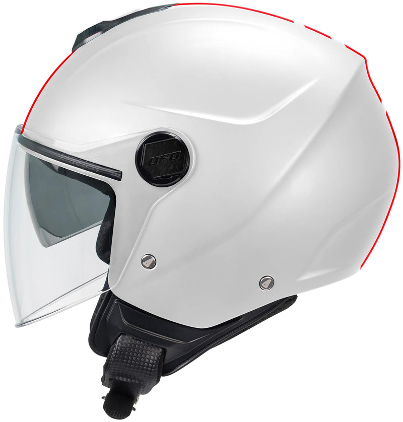 Load image into Gallery viewer, Ufo plast jethelm nixie helmet ufo nixie jet white red gr. m