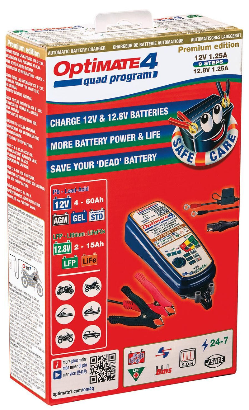 Load image into Gallery viewer, Tecmate acculader optimate4 quad program charger optomate 4 quad progr.12 volt
