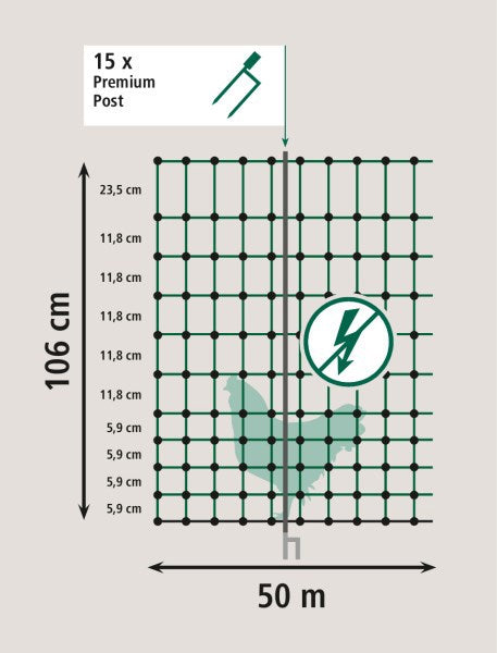 Load image into Gallery viewer, Ako producten poultrynet premium niet elektrificeerbaar 50m enkele pen