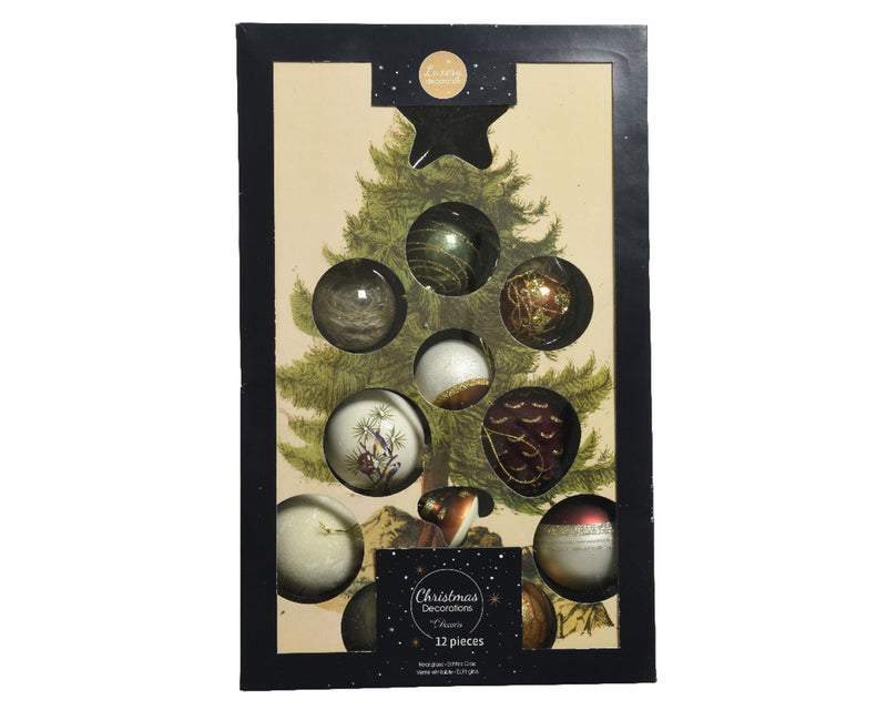Chargez l'image dans la visionneuse de la galerie, Decoris luxe kerstballen mix glas assorti van natuur tinten