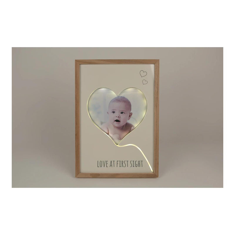 ギャラリービューアに画像をロードする, Fotolijst love first sight m led beige l.bruin hout 28x40x2cm