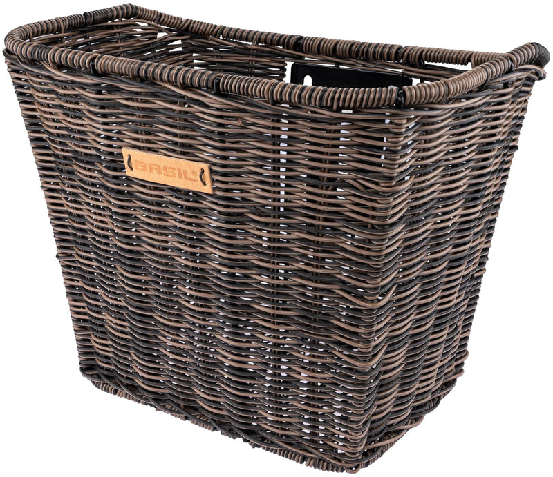 Load image into Gallery viewer, Basil Bremen Rattan Look FM - fietsmand - voorop - inclusief Basil FM stuurpenhouder - bruin