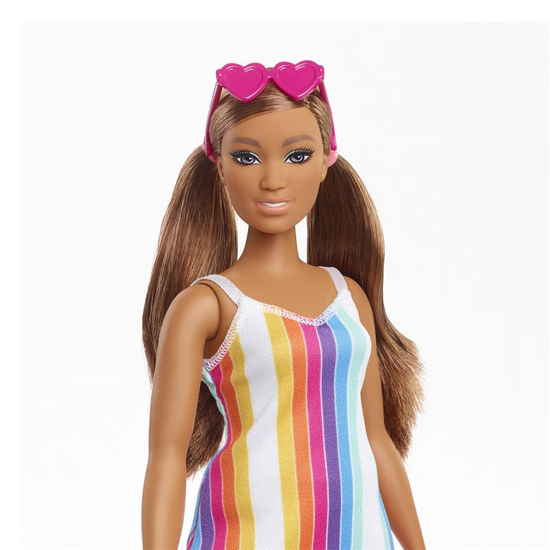 Load image into Gallery viewer, Barbie loves the ocean pop regenboogjurk