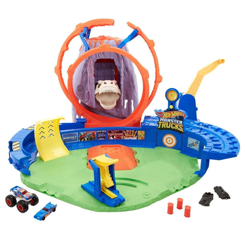 Load image into Gallery viewer, Mattel Monster Trucks T-Rex Volcano Arena