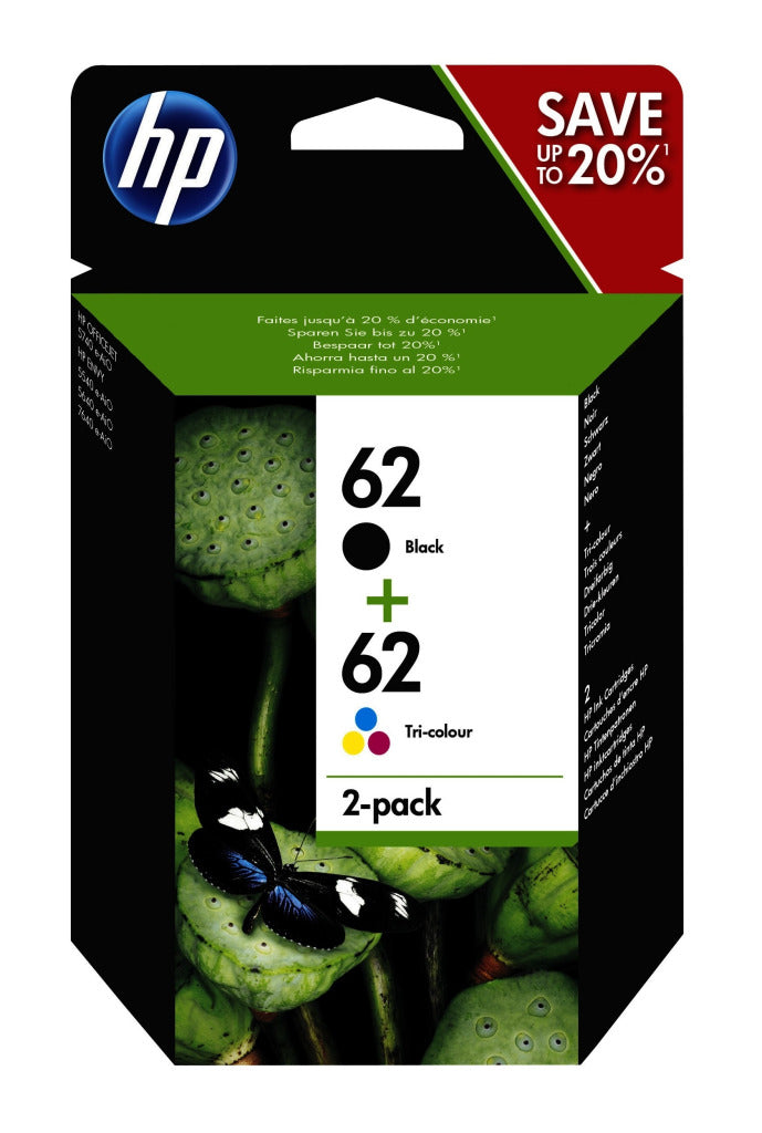 Load image into Gallery viewer, Hp inktcartridge n9j71ae nummer 62 2 stuks cyaan geel magenta zwart