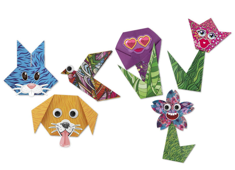 Afbeelding laden in galerijviewer, Moxy origami 19.5x19.5cm 18 velen 2 assorti bloemen dieren