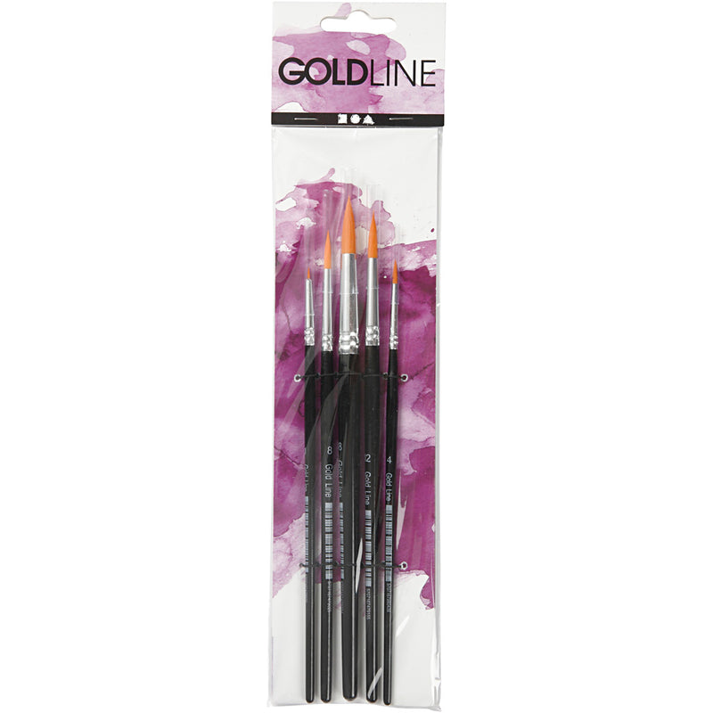 Load image into Gallery viewer, Creativ company https: www.cchobby.nl gold-line-penselen-afm-1-4-8-12-18-l-17-19-cm-b-1-7-mm-rond-5-stuk-1-doos