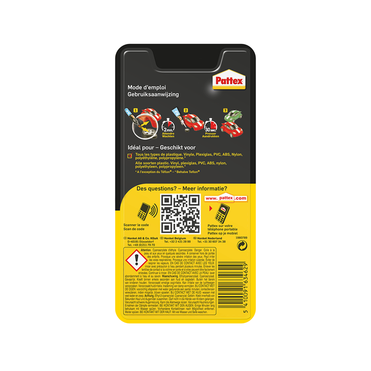 Laden Sie das Bild in Galerie -Viewer, Pattex plastics lijm 2 g + 4ml | universele plasticlijm voor alle toepassingen | bindend gebruik duo-plasticlijm .