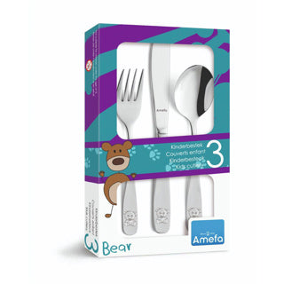 Afbeelding laden in galerijviewer, Amefa kinderbestekset 3-delig cadeauverpakking beer | 6 stuks