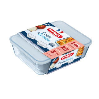 ギャラリービューアに画像をロードする, Pyrex cook freeze ovenschalen rechthoek set van 2 22 x 17 en 24 x19 cm