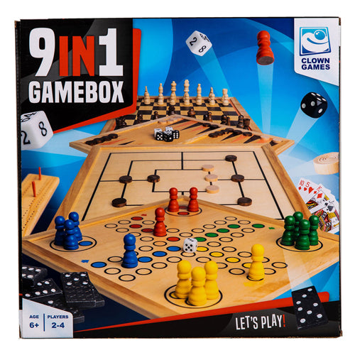 Load image into Gallery viewer, Clown games 9-in-1 spellendoos hout