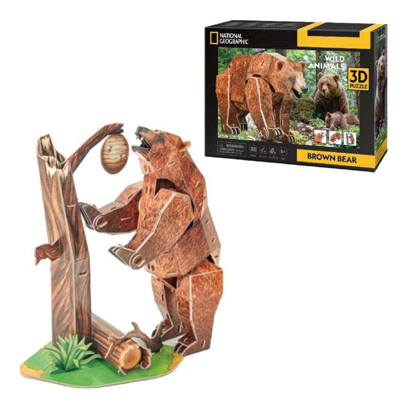 ギャラリービューアに画像をロードする, Cubic fun national geographic 3d-puzzel bruine beer - 88 stukjes - 8+ jaar