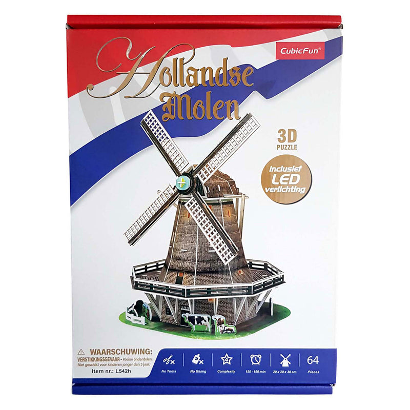 Afbeelding laden in galerijviewer, Cubic fun 3d puzzel molen led - 65st.