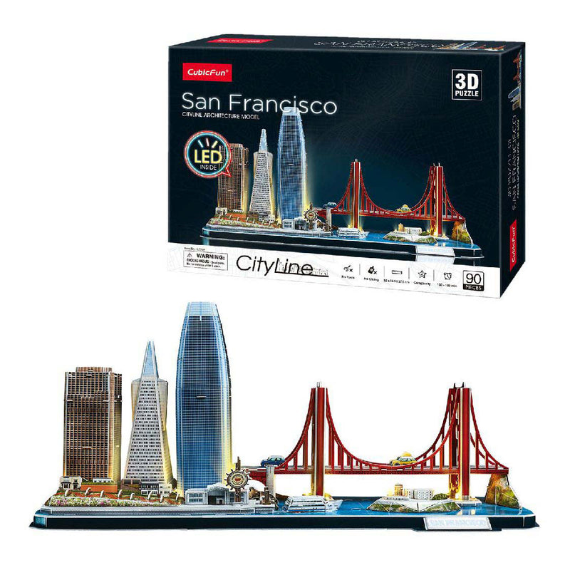 Afbeelding laden in galerijviewer, Cubic fun 3d puzzel city line san francisco met led verlichting