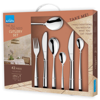 Afbeelding laden in galerijviewer, Amefa gaia all you need - 42-delige bestekset - voor 6 personen - zilverkleurig - rvs