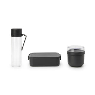 ギャラリービューアに画像をロードする, Brabantia make take ontbijt- en lunchset - 3-delig - kunststof - dark grey