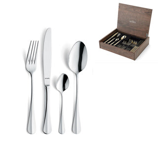 ギャラリービューアに画像をロードする, Amefa - baguette 24-delige bestekset in luxe houten kist - zilver
