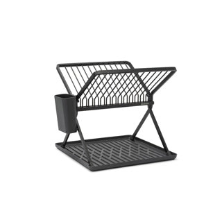 Afbeelding laden in galerijviewer, Brabantia sinkside afdruiprek - inklapbaar - met bestekhouder - compact - dark grey
