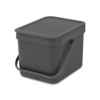 ギャラリービューアに画像をロードする, Brabantia sort go prullenbak - 6 liter - dark grey