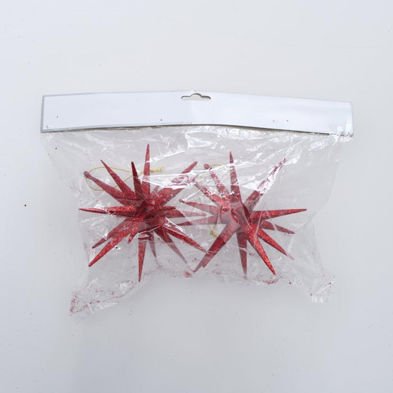 Load image into Gallery viewer, Boltze home kersthanger ster glitter 2 stuks rood