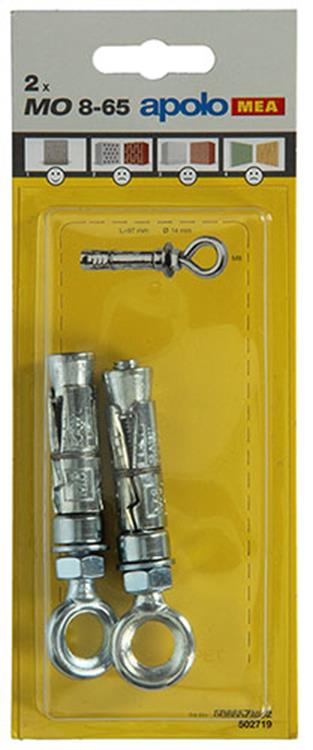 Afbeelding laden in galerijviewer, Celo 1003160 - 2 expansieankers mo 14mm + oogbout 8x65mm 502719 | 5 stuks