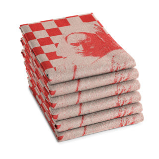Afbeelding laden in galerijviewer, Ddddd theedoek milk maid 60 x 65 red | 6 stuks