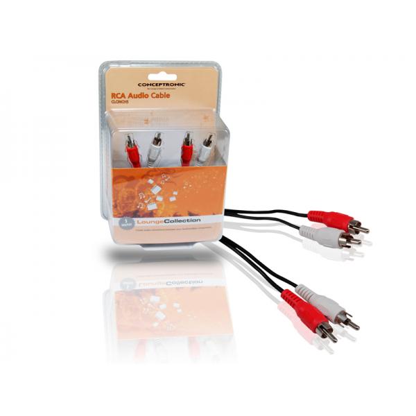 Load image into Gallery viewer, Conceptronic clcinch5 rca audio cable, 2x rca -> 2x rca, m m, 5m, black
