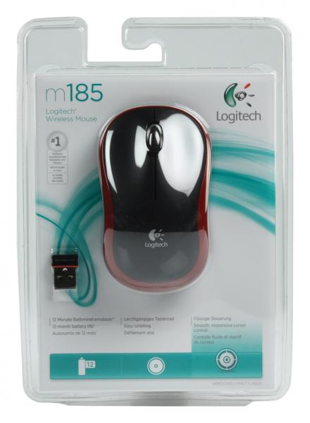 Afbeelding laden in galerijviewer, Muis logitech m185 draadloos zwart, rood