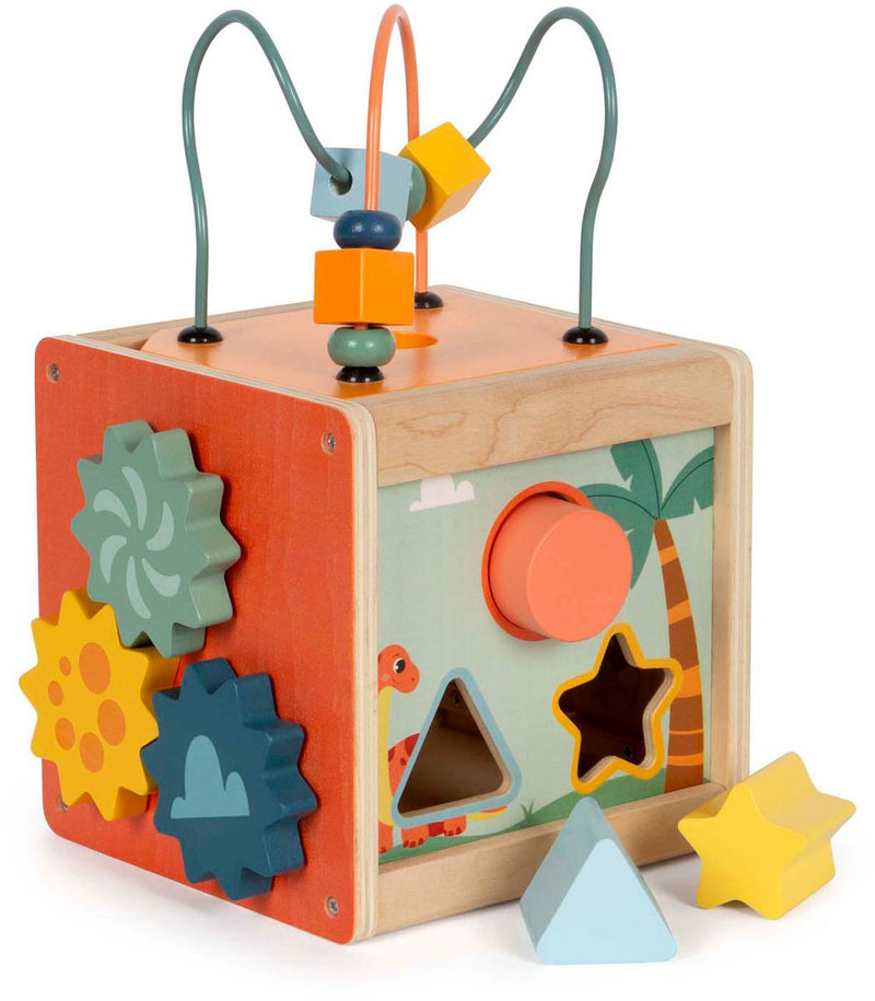 ギャラリービューアに画像をロードする, Small foot - houten activiteitenkubus motoriekspiraal dino
