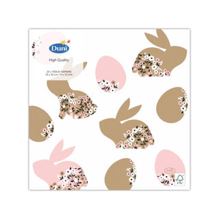 Load image into Gallery viewer, Duni paas servetten blooming bunnies 33x33 cm | 4 stuks