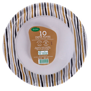 Load image into Gallery viewer, Duni borden stripes black gold 22 cm 10 stuks | 4 stuks
