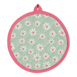 ギャラリービューアに画像をロードする, Daisy flowers pannenlap onderzetter rond groen 20 cm | 3 stuks