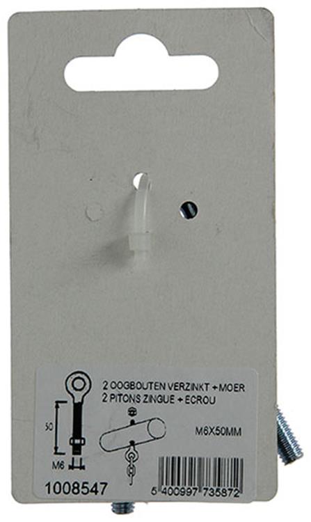Afbeelding laden in galerijviewer, Mack 1008547 - 2 oogbouten + moer m6 x 50mm verzinkt | 10 stuks