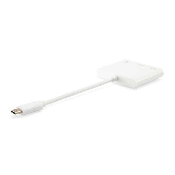Load image into Gallery viewer, Equip 133461 usb type c to hdmi female usb a female pd adapter, 4k, pastic, 15cm, white